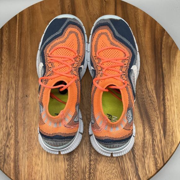 Nike Free Flyknit Shoes Womens Size 8 Orange Running Comfort Walking Gym Sneaker - Picture 5 of 8